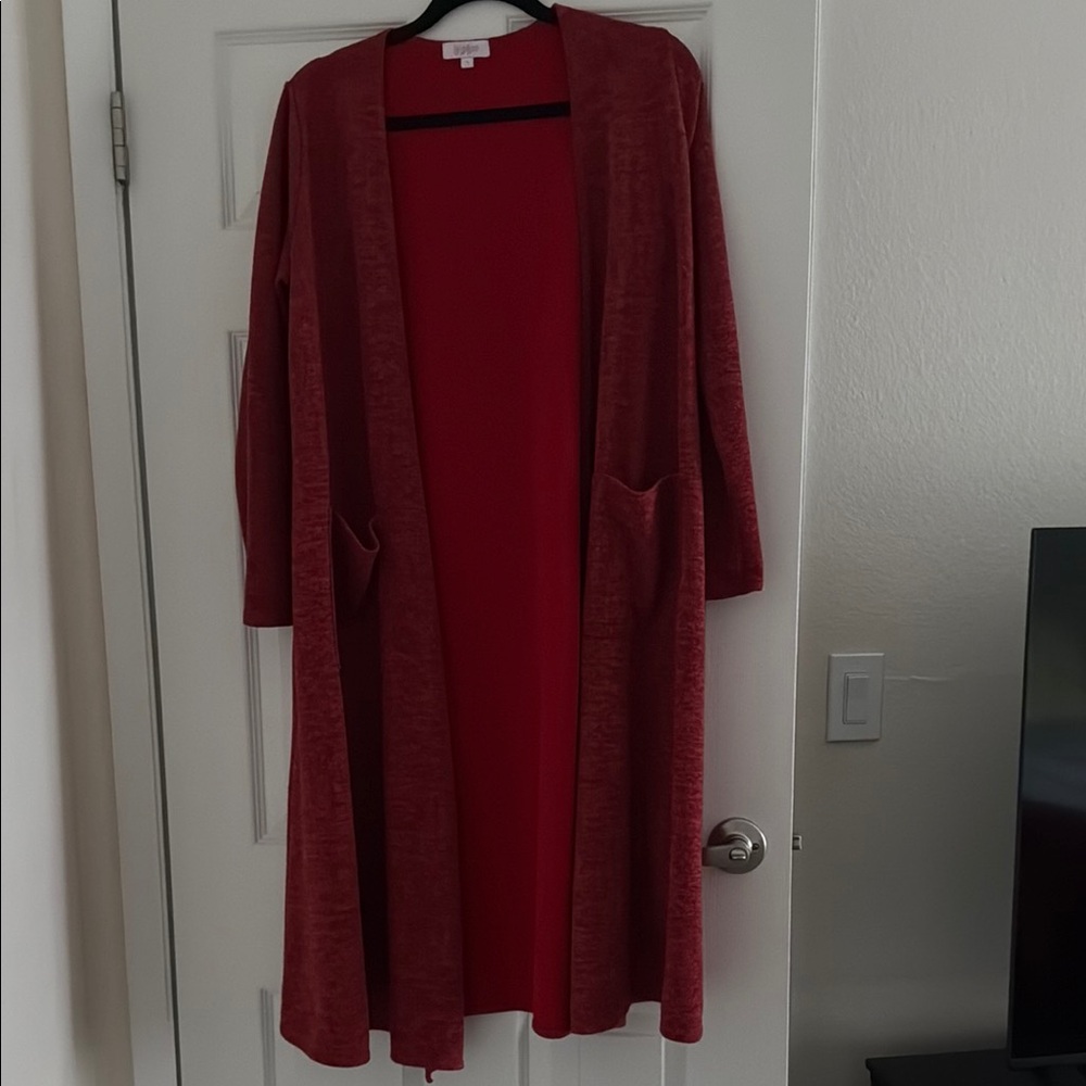Women's Red Open Front Cardigan